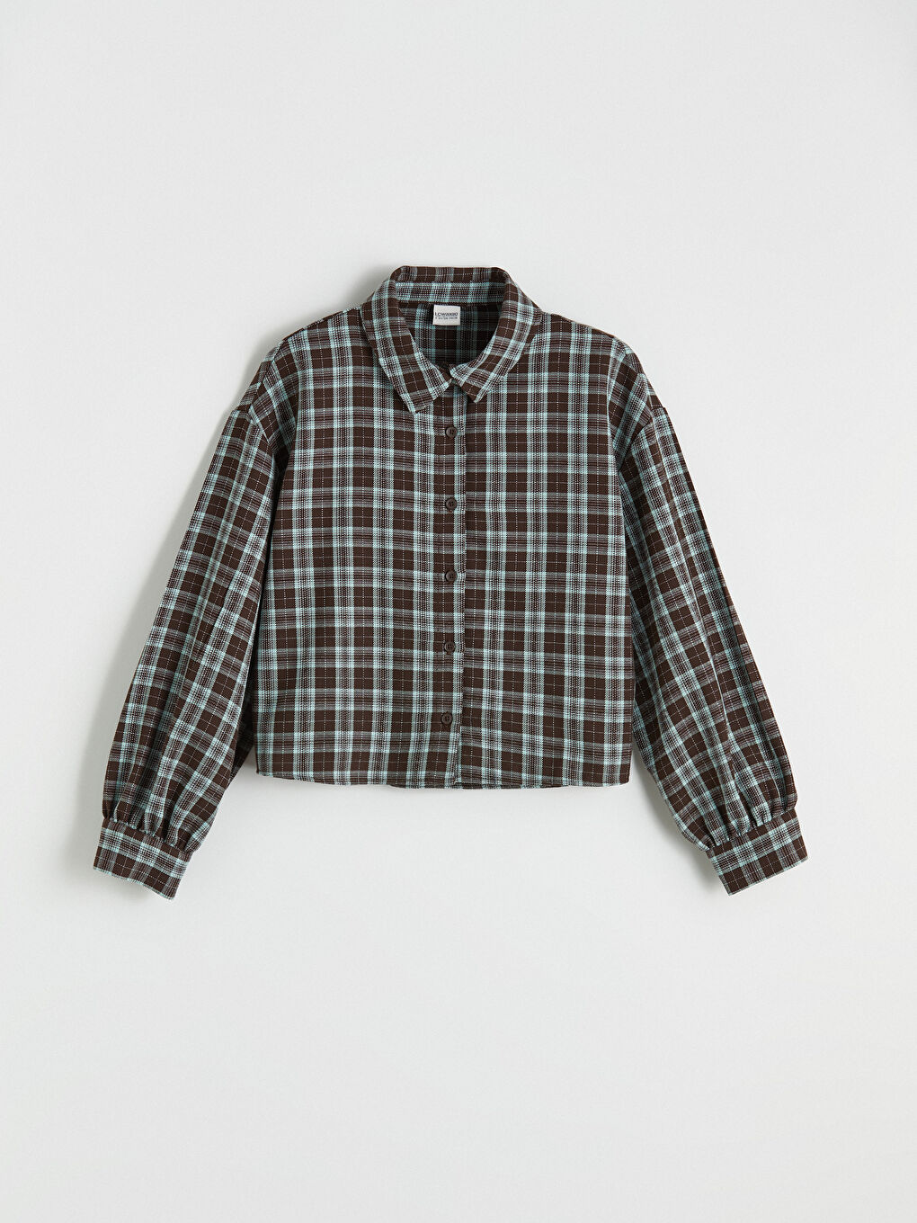 Kahverengi Ekose Poplin Kız Çocuk Gömlek