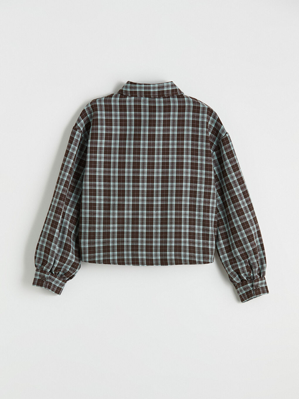 Kahverengi Ekose Poplin Kız Çocuk Gömlek-2