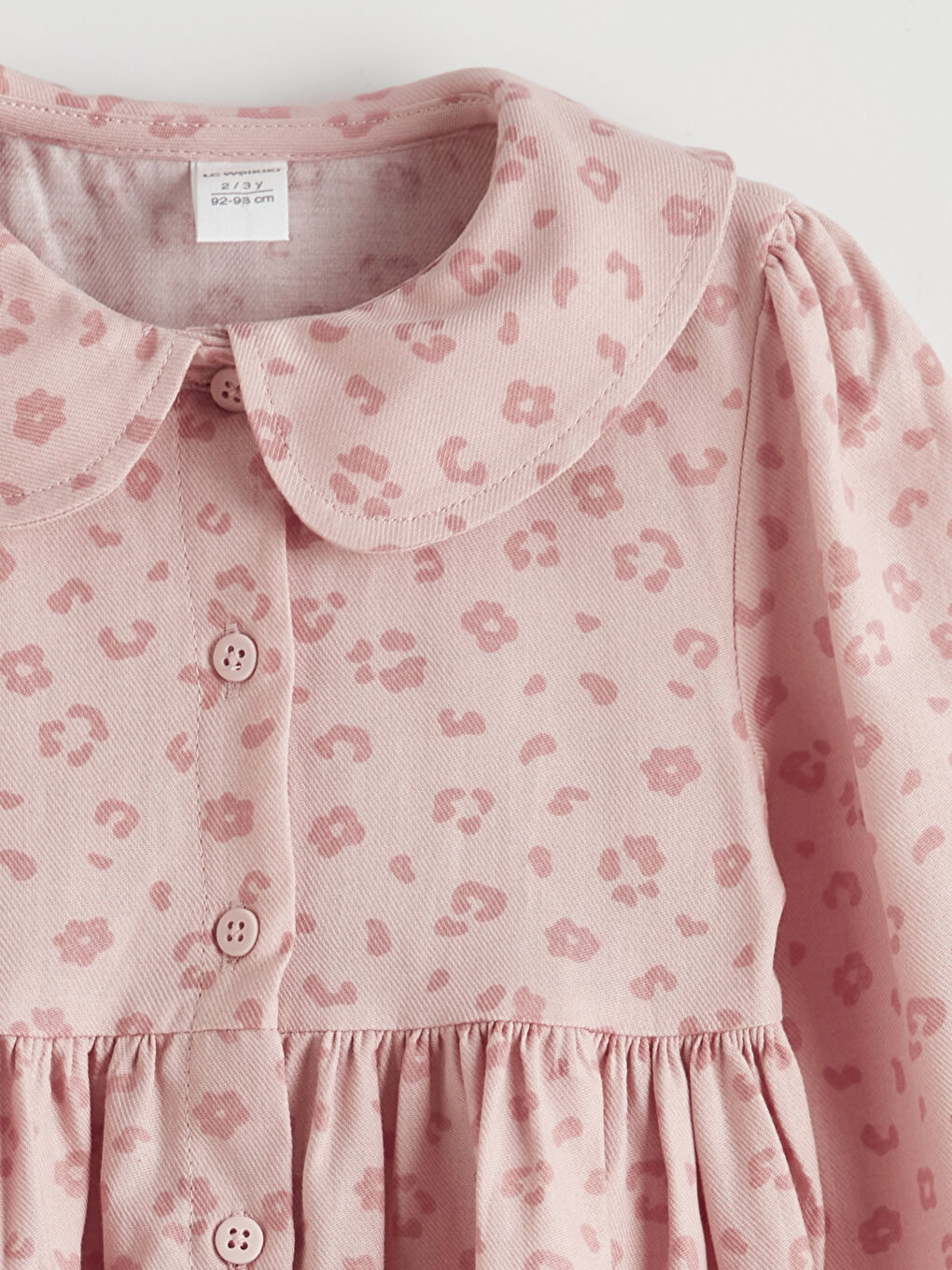 Pembe Bebe Yaka Kız Çocuk Elbise-1