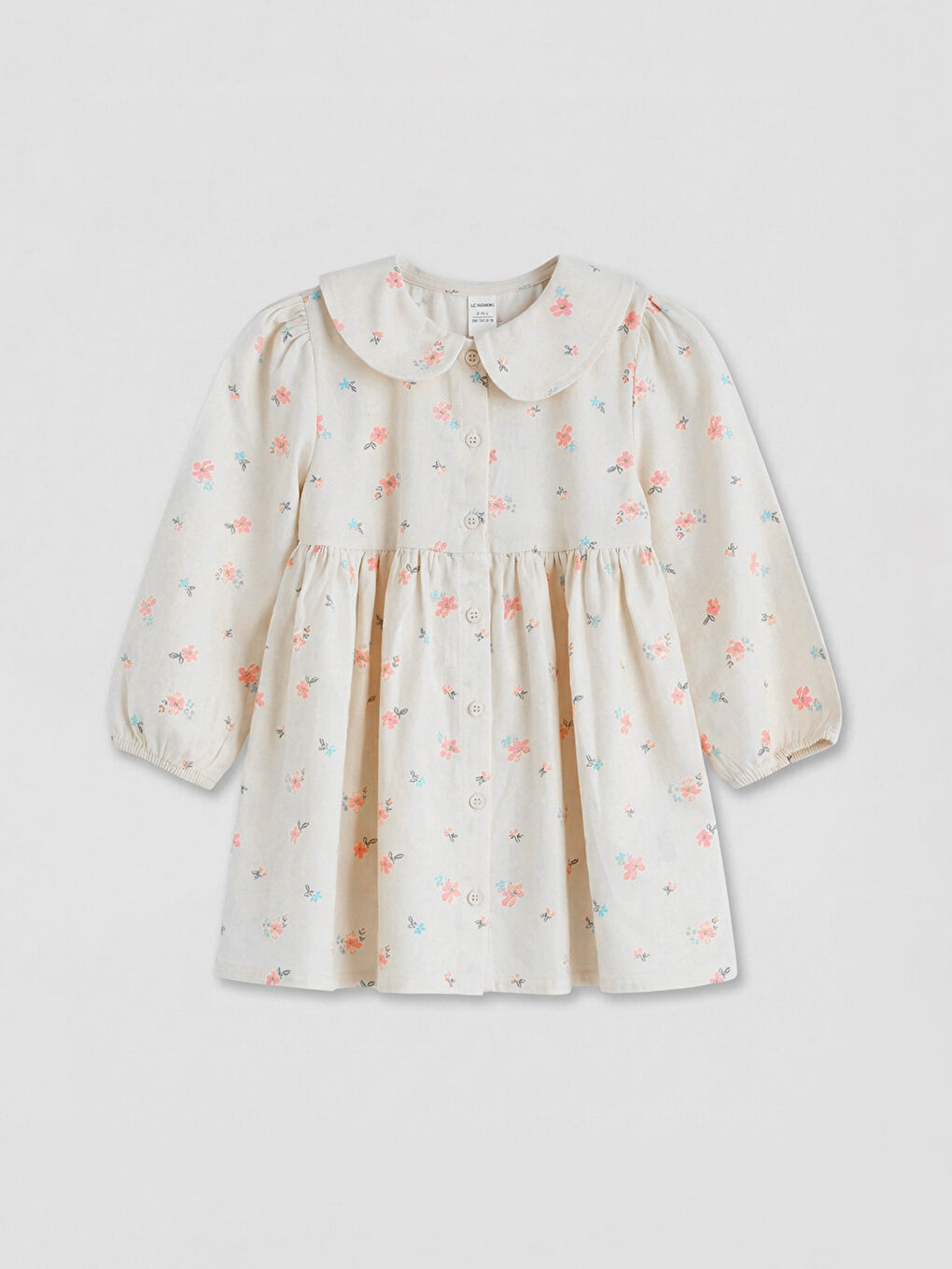 Ekru Bebe Yaka Kız Çocuk Elbise