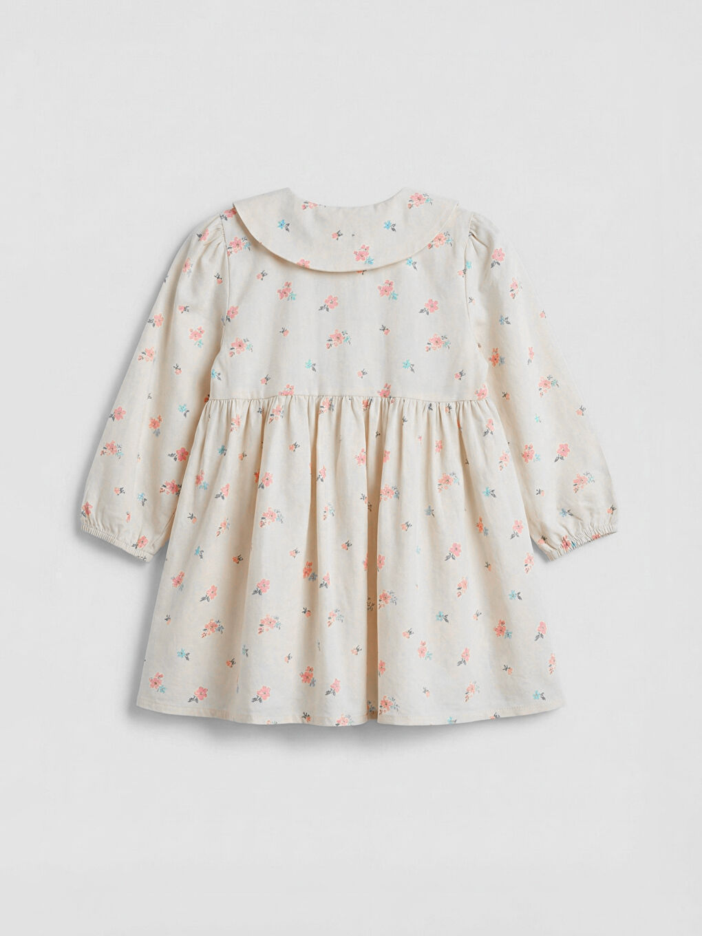 Ekru Bebe Yaka Kız Çocuk Elbise-1