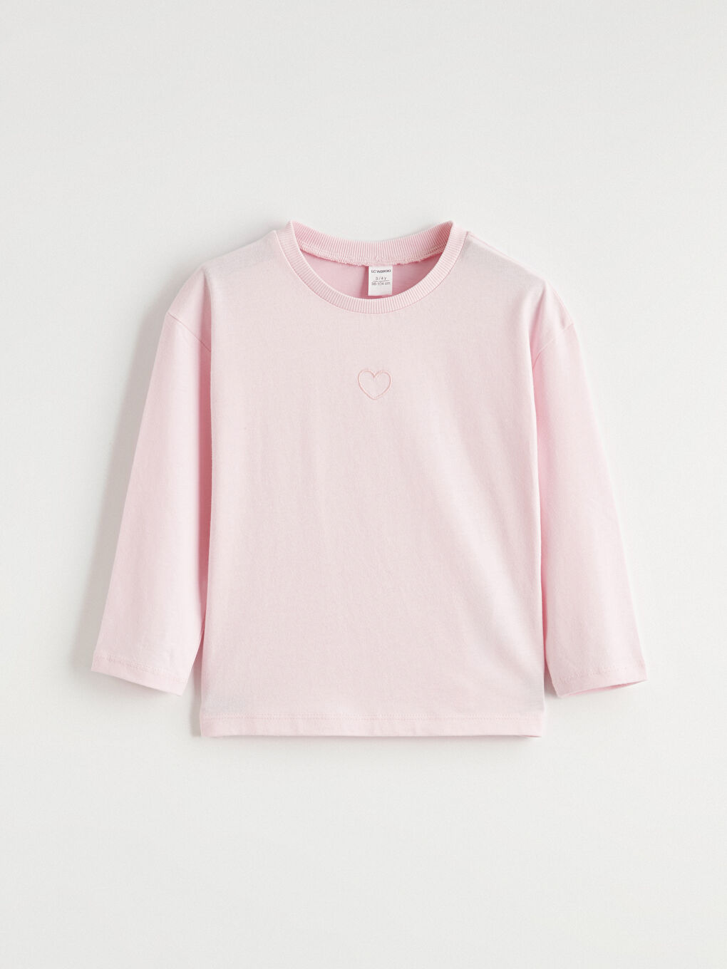 Pembe Bisiklet Yaka Nakışlı Kız Çocuk Tişört