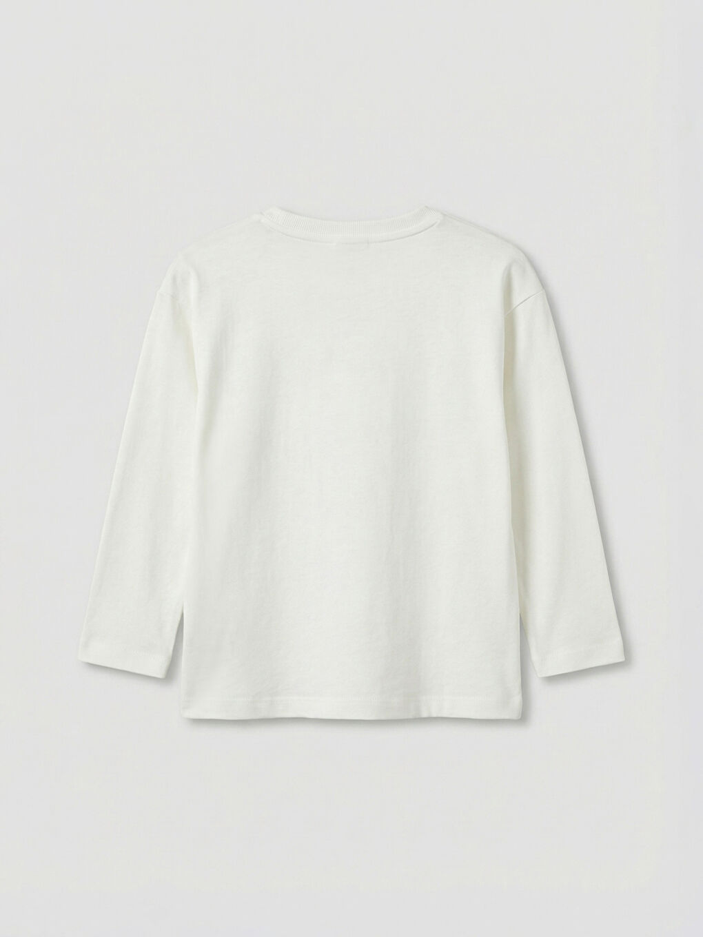 Ekru Bisiklet Yaka Nakışlı Kız Çocuk Tişört-1