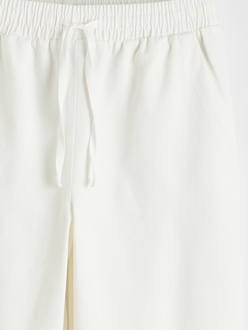 Ekru Beli Lastikli Kadın Pantolon-1