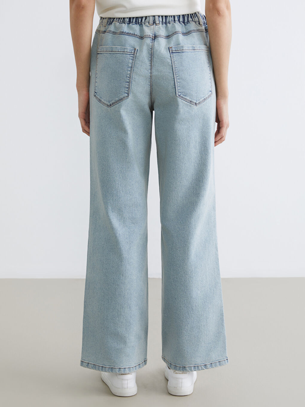 Ženske farmerke sa elastičnim strukom širokih nogavica-3