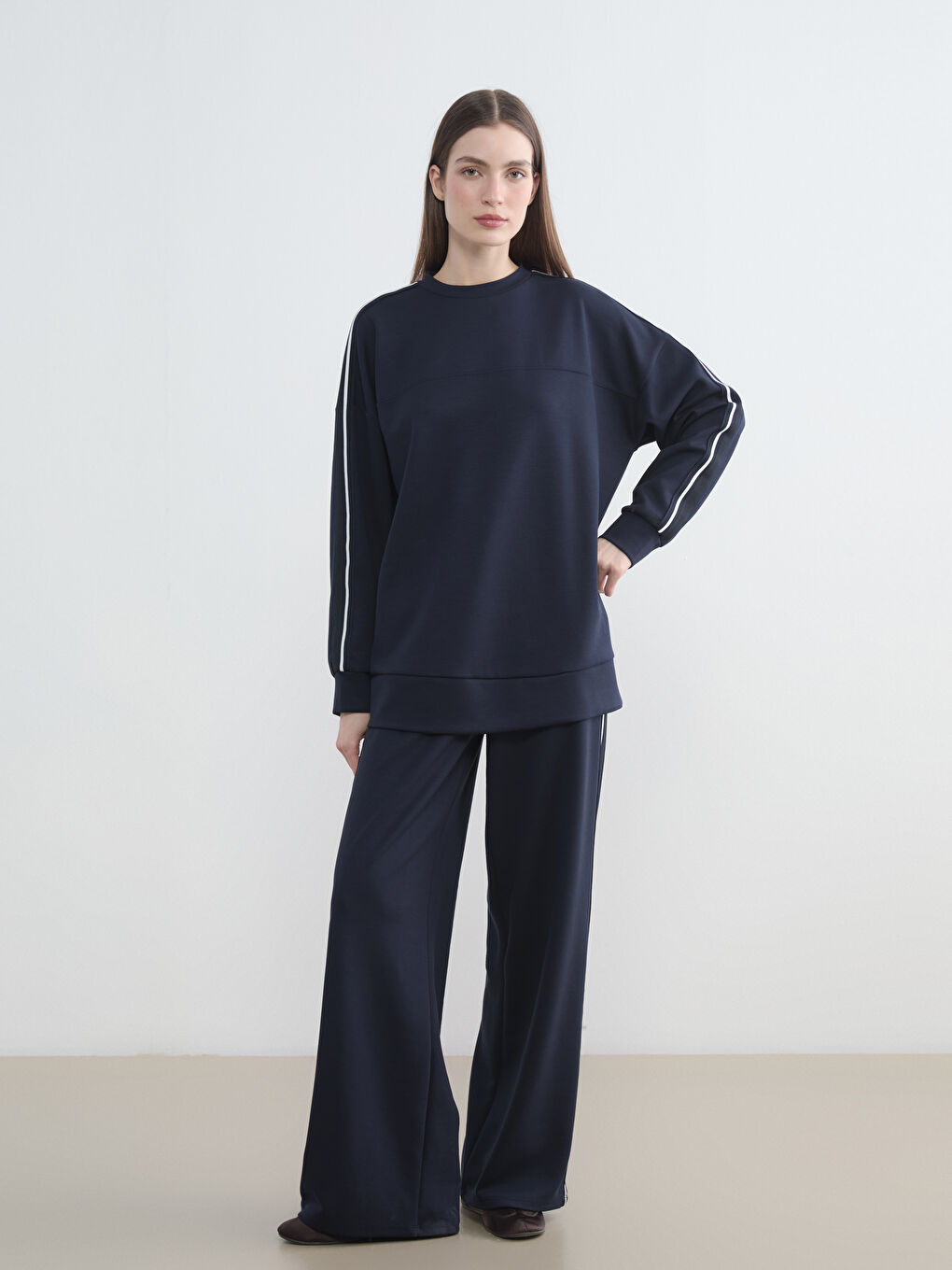 Lacivert Beli Lastikli Soft Touch Kadın Eşofman Altı