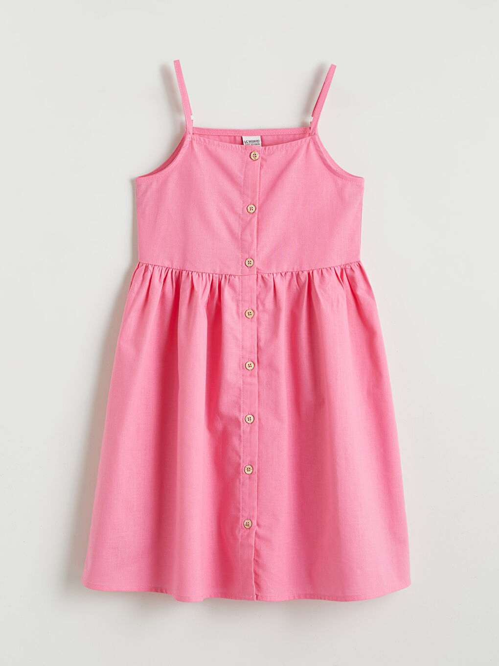 Pembe Kare Yaka Kız Çocuk Elbise