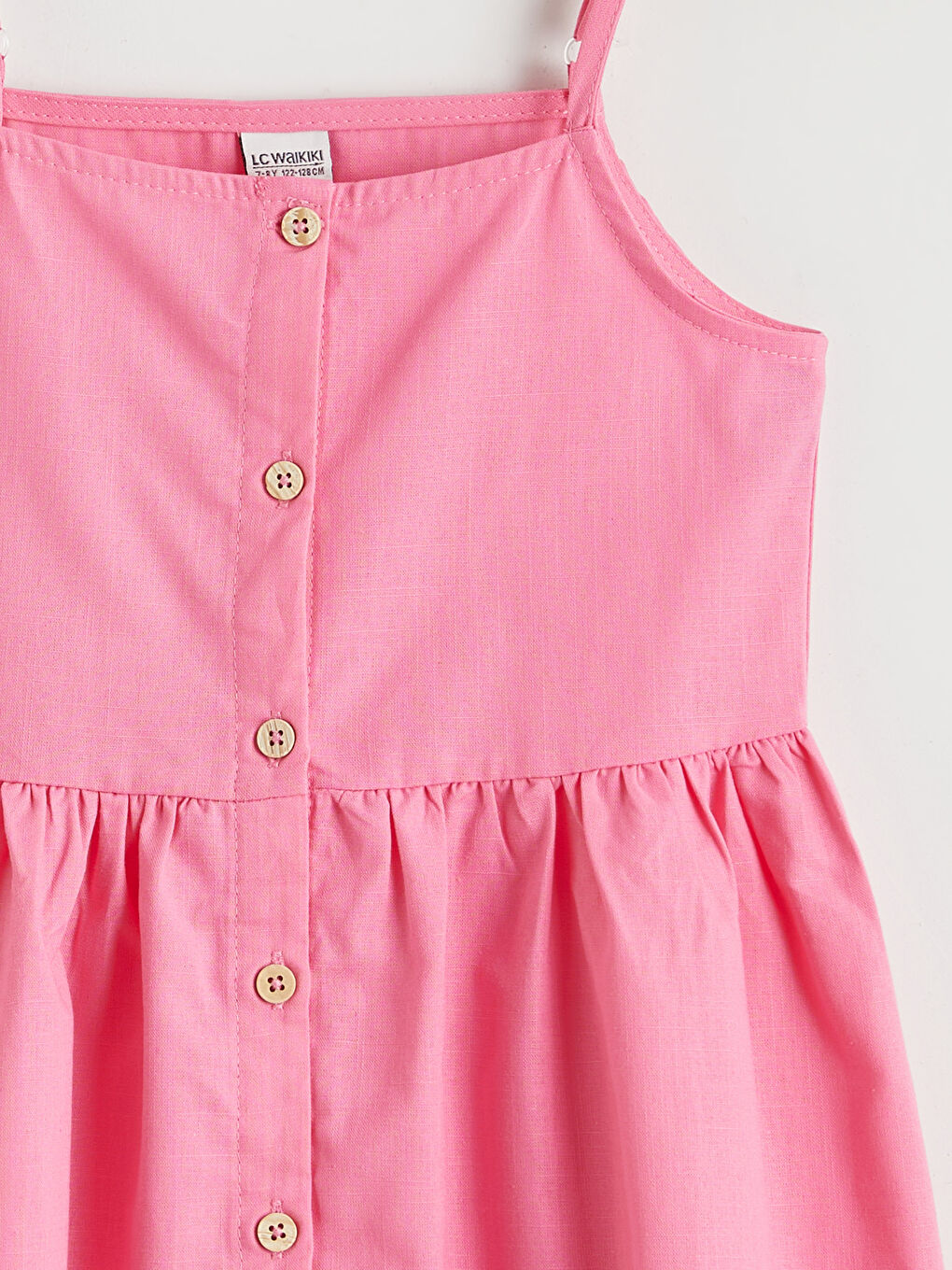 Pembe Kare Yaka Kız Çocuk Elbise-2