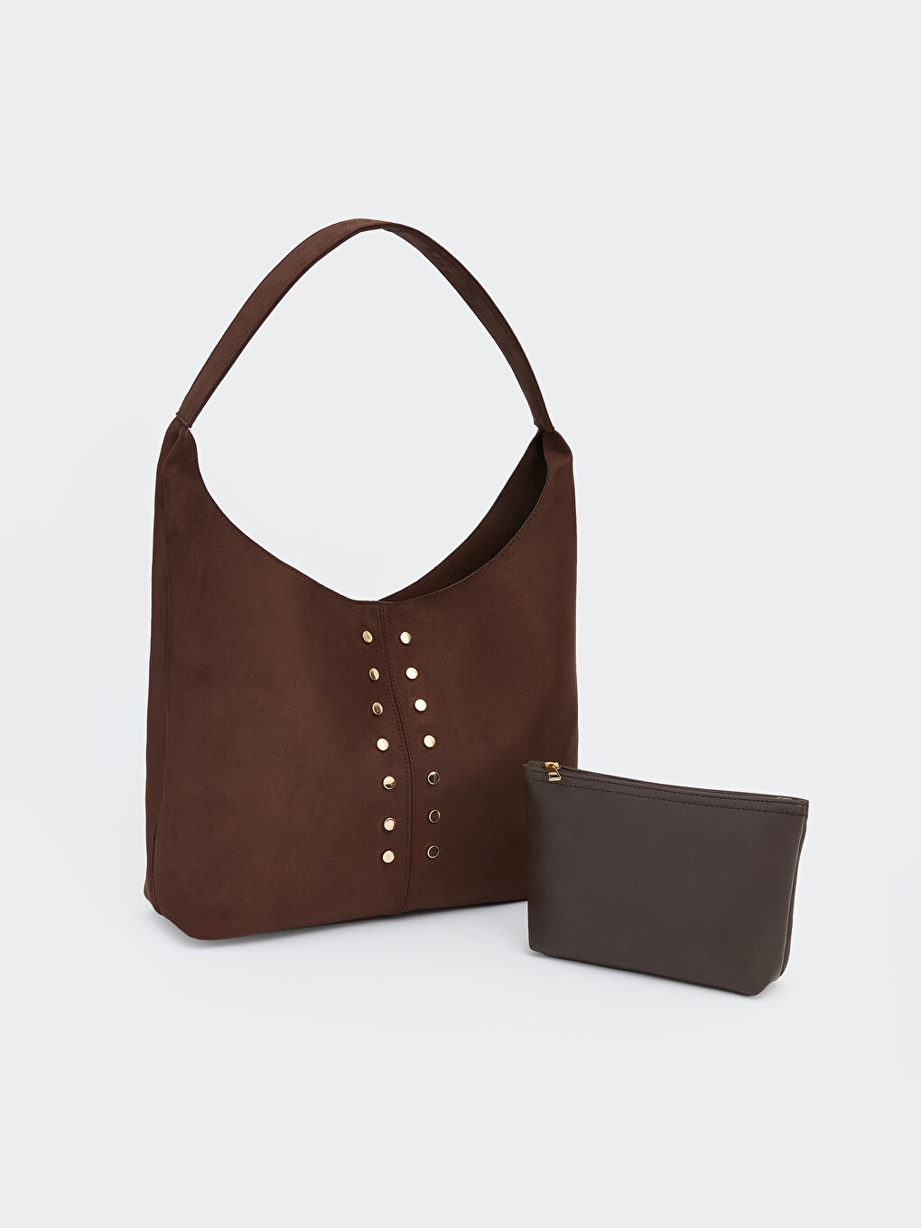 Kahverengi Moka Troklu Süet Omuz Çantası Ve Cüzdan-2