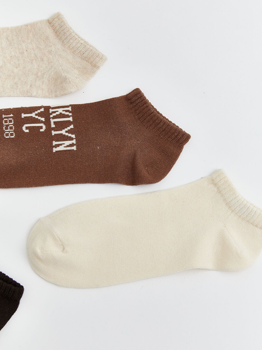 Bej Baskılı Kadın Patik Çorap 5'li-2