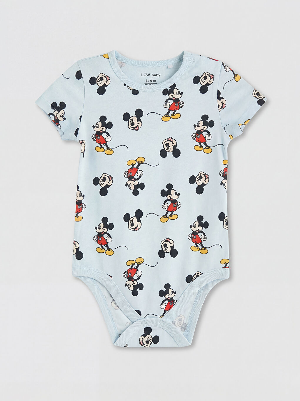 Ekru Bisiklet Yaka Mickey Mouse Baskılı Erkek Bebek Body 2'li-2