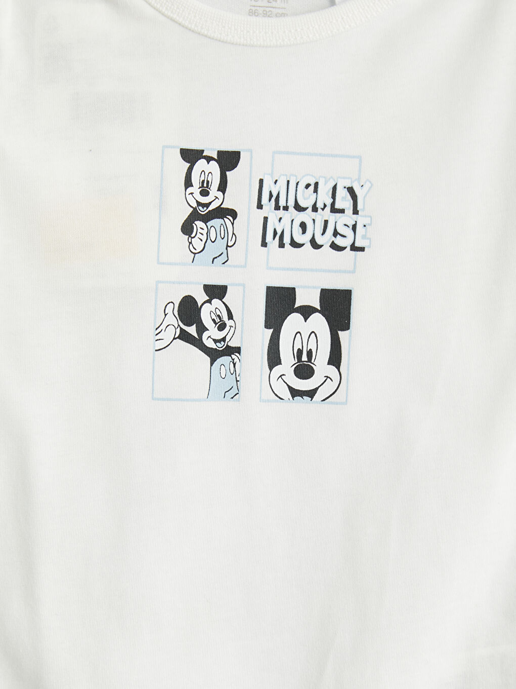 Ekru Bisiklet Yaka Mickey Mouse Baskılı Erkek Bebek Body 2'li-5