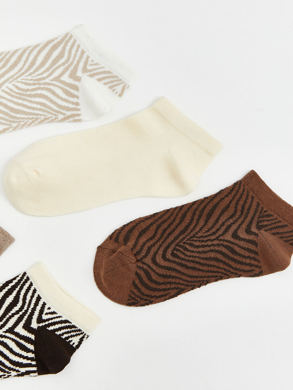 Ekru Desenli Kadın Patik Çorap 5'li-1