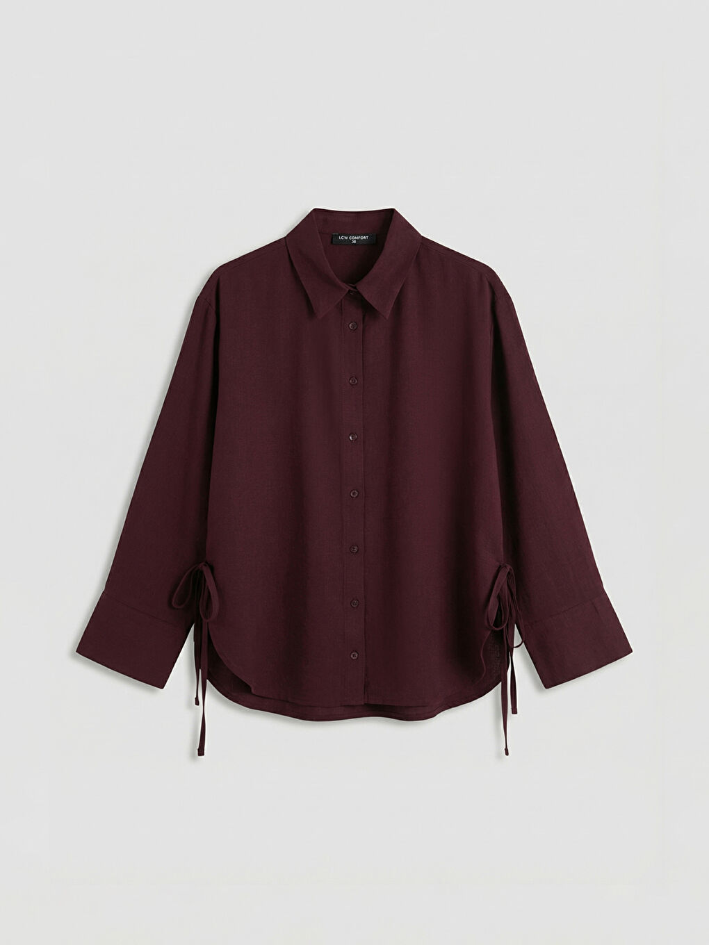 Mürdüm Bağlama Detaylı Kadın Gömlek