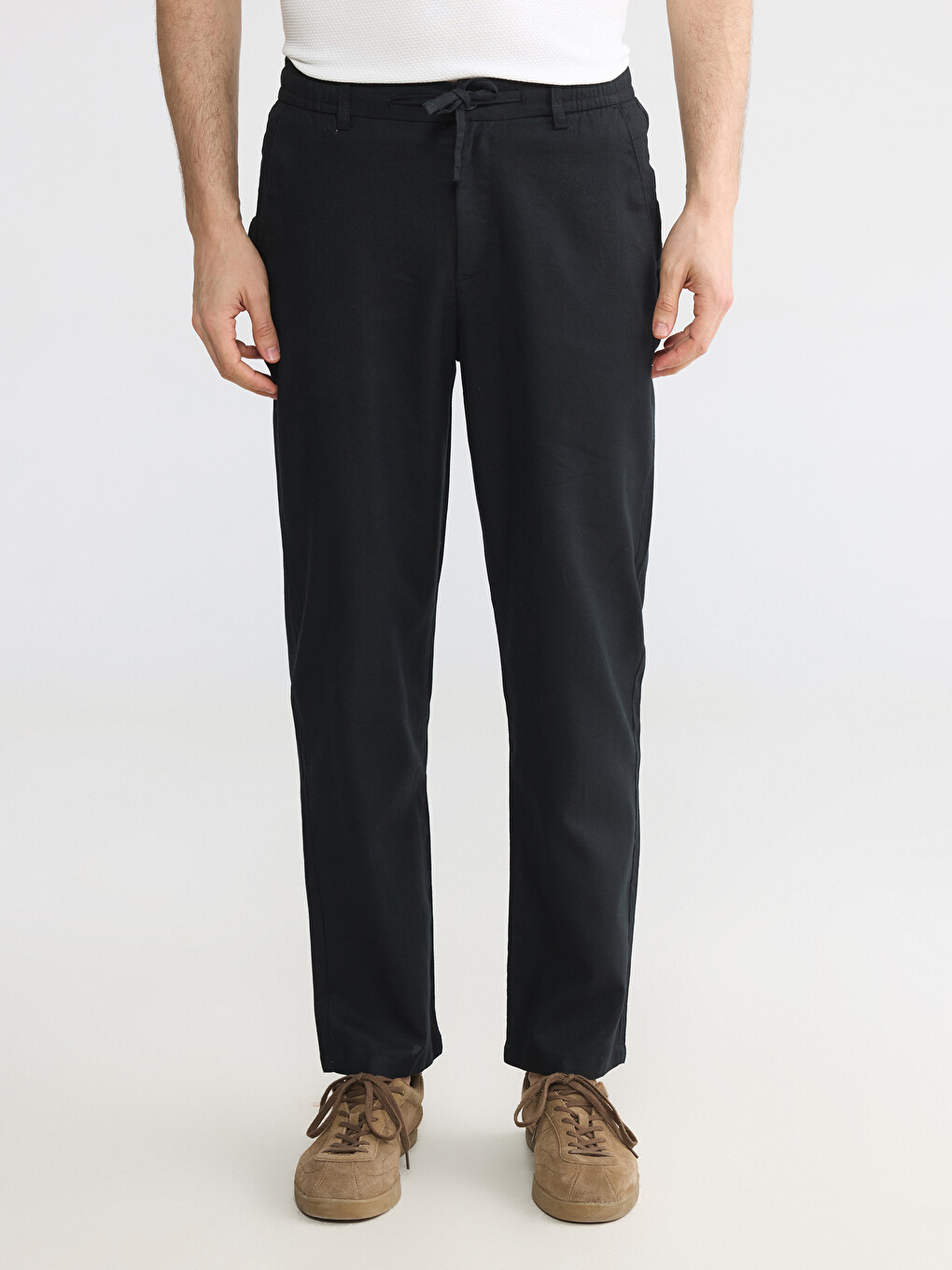 Regular Fit Keten Karışımlı Erkek Pantolon-2