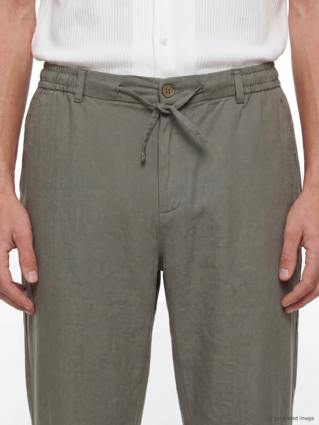 Regular Fit Keten Karışımlı Erkek Pantolon-5