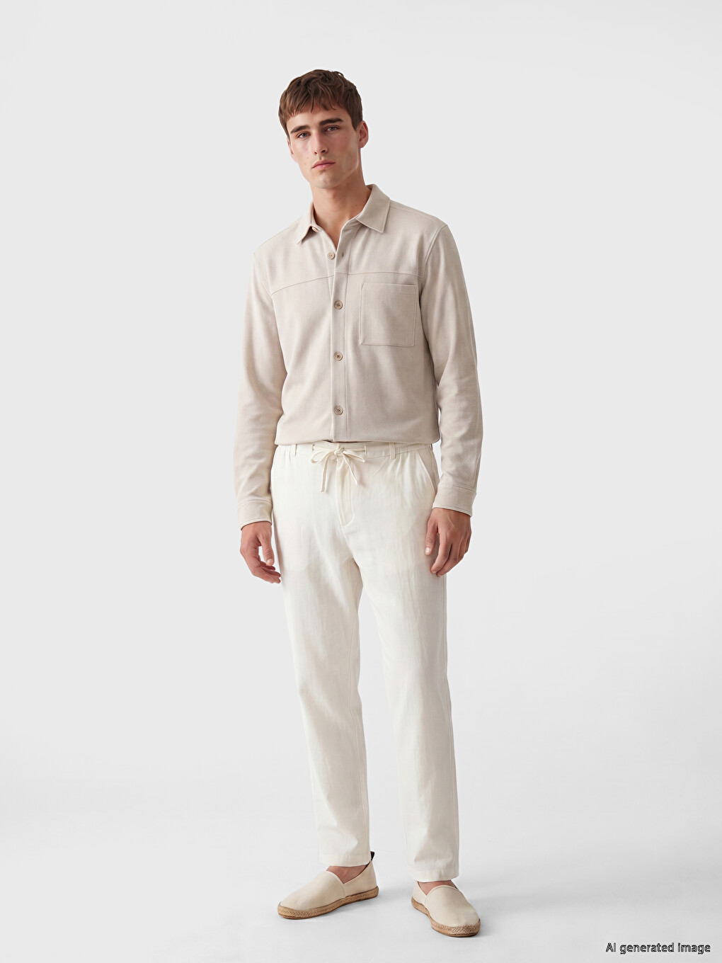 Regular Fit Keten Karışımlı Erkek Pantolon