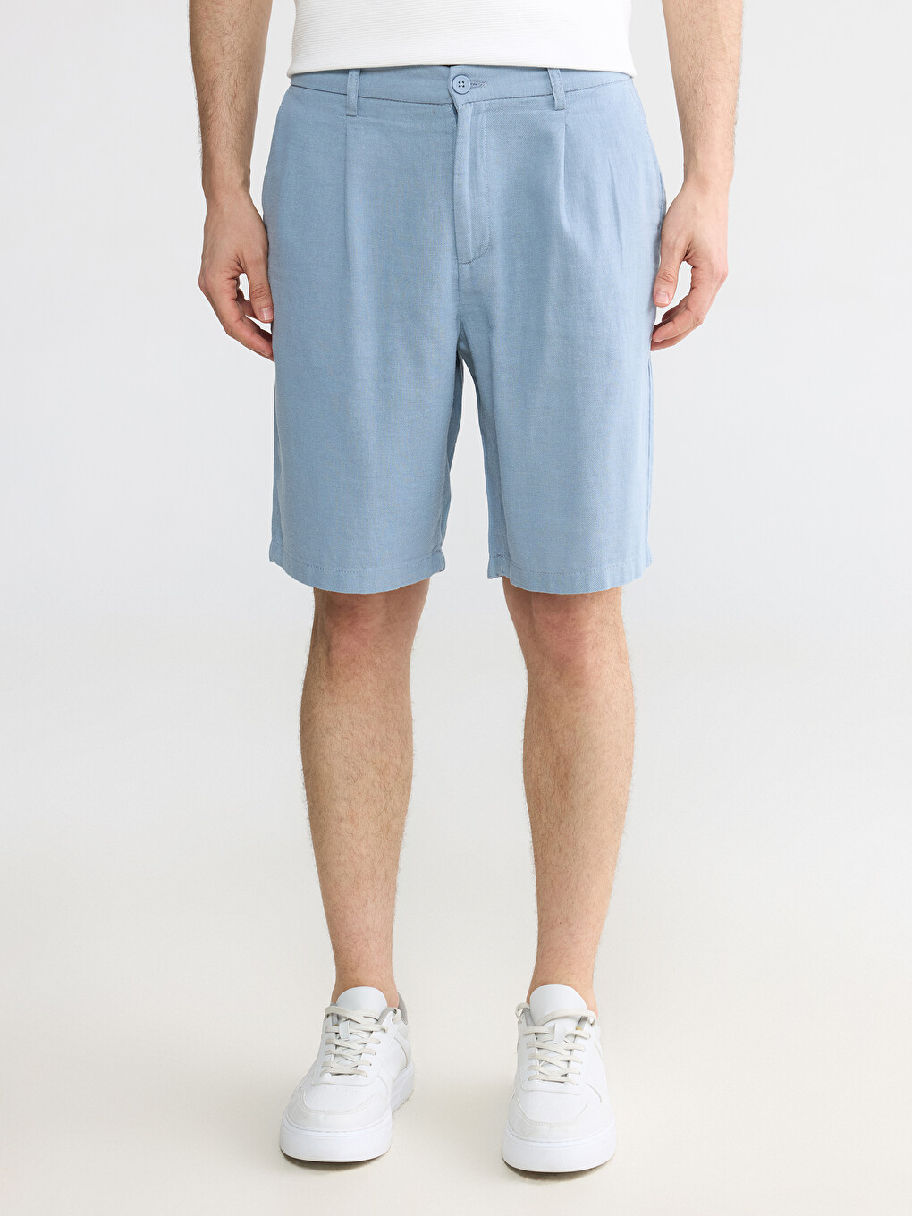 Regular Fit Linen Blend Men's Shorts-1
