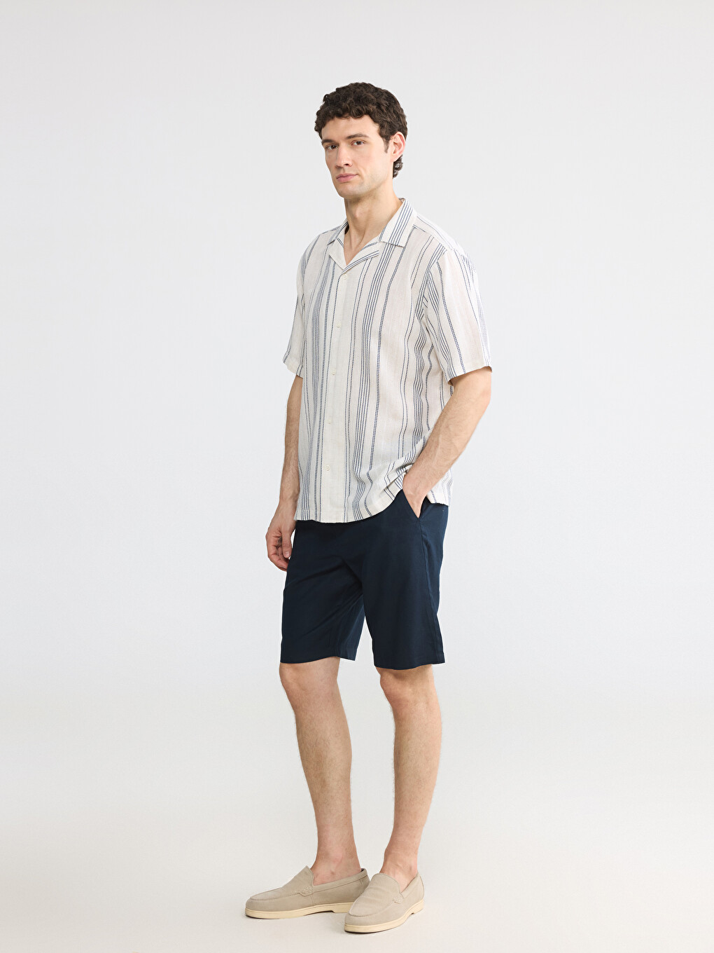 Regular Fit Linen Blend Men's Shorts