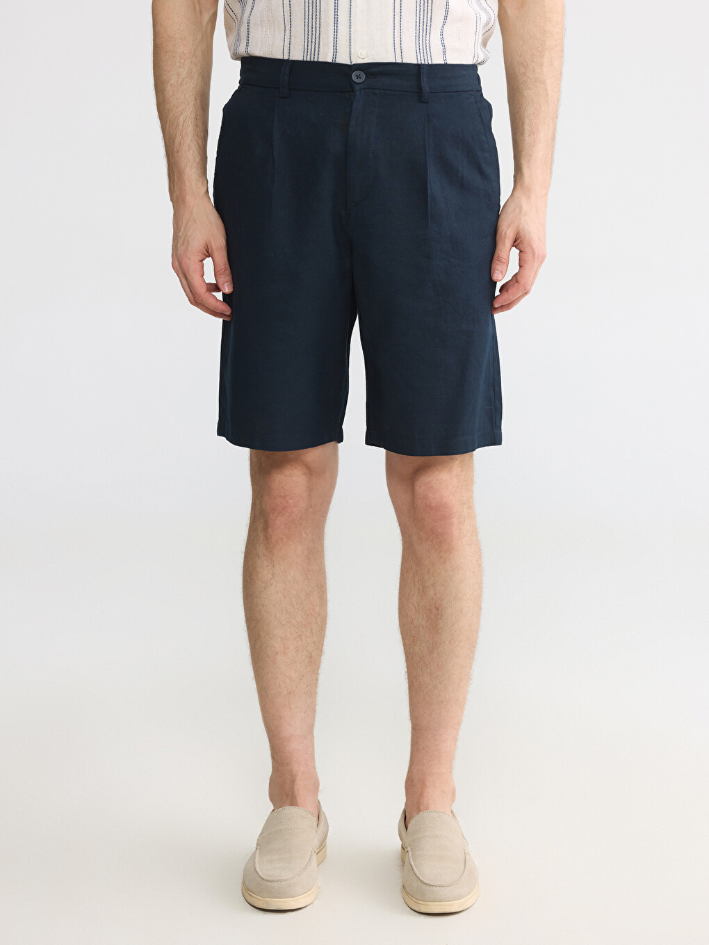 Regular Fit Linen Blend Men's Shorts-1
