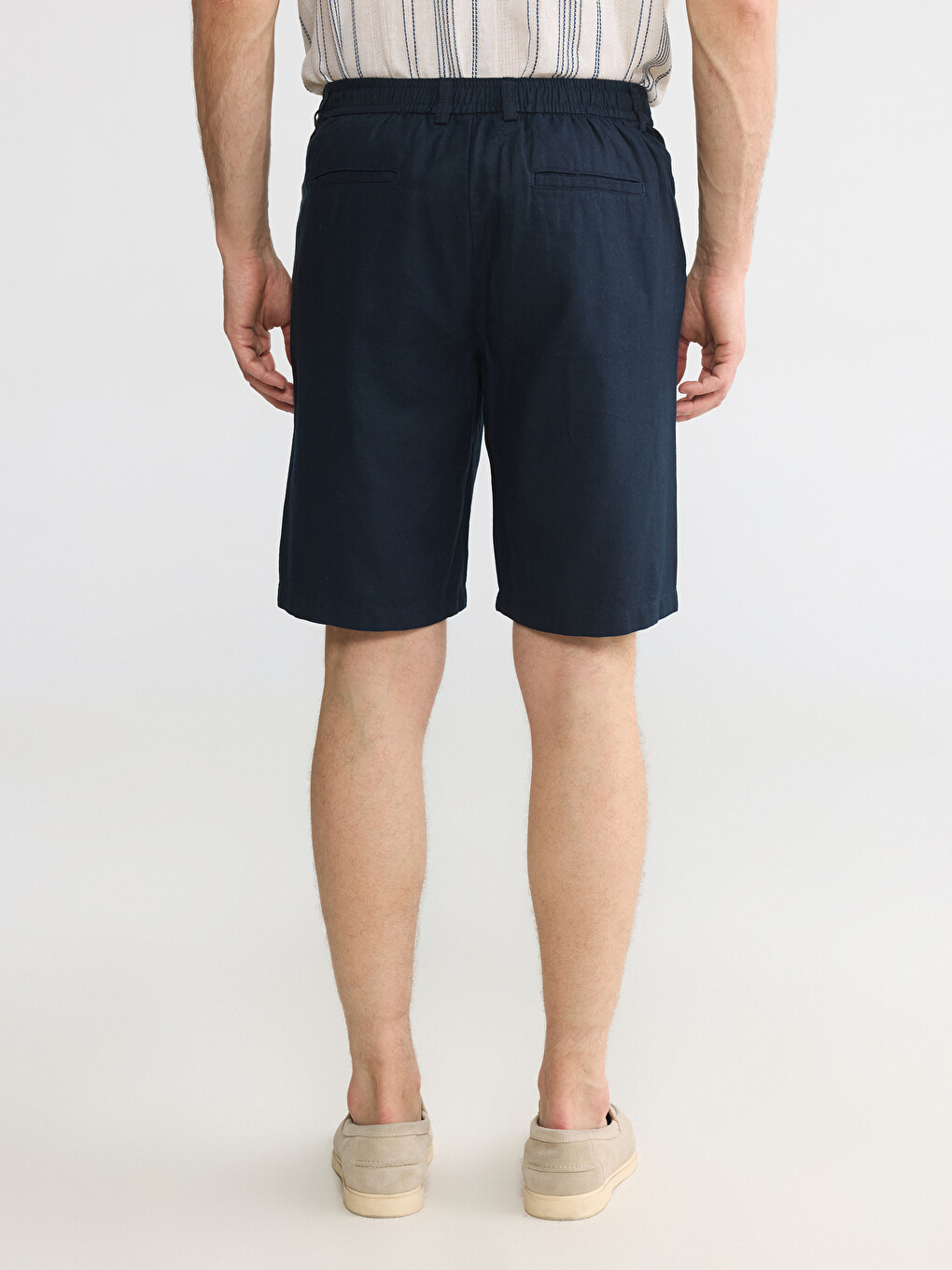 Regular Fit Linen Blend Men's Shorts-3