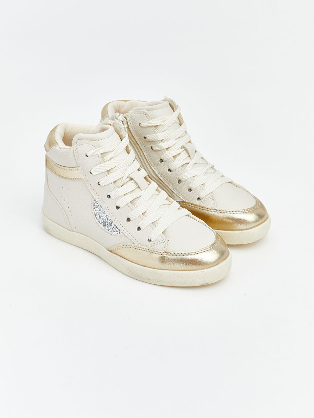 Ekru Bağcıklı Kız Çocuk Bilek Boy Spor Ayakkabı