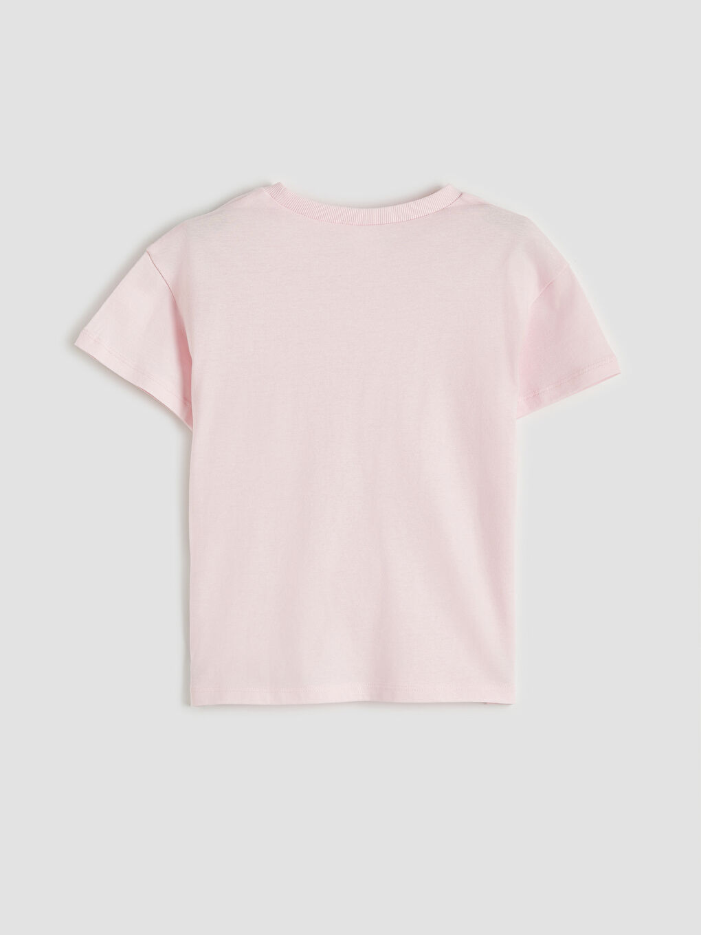 Pembe Kalp Nakışlı Kız Çocuk Penye Tişört-1