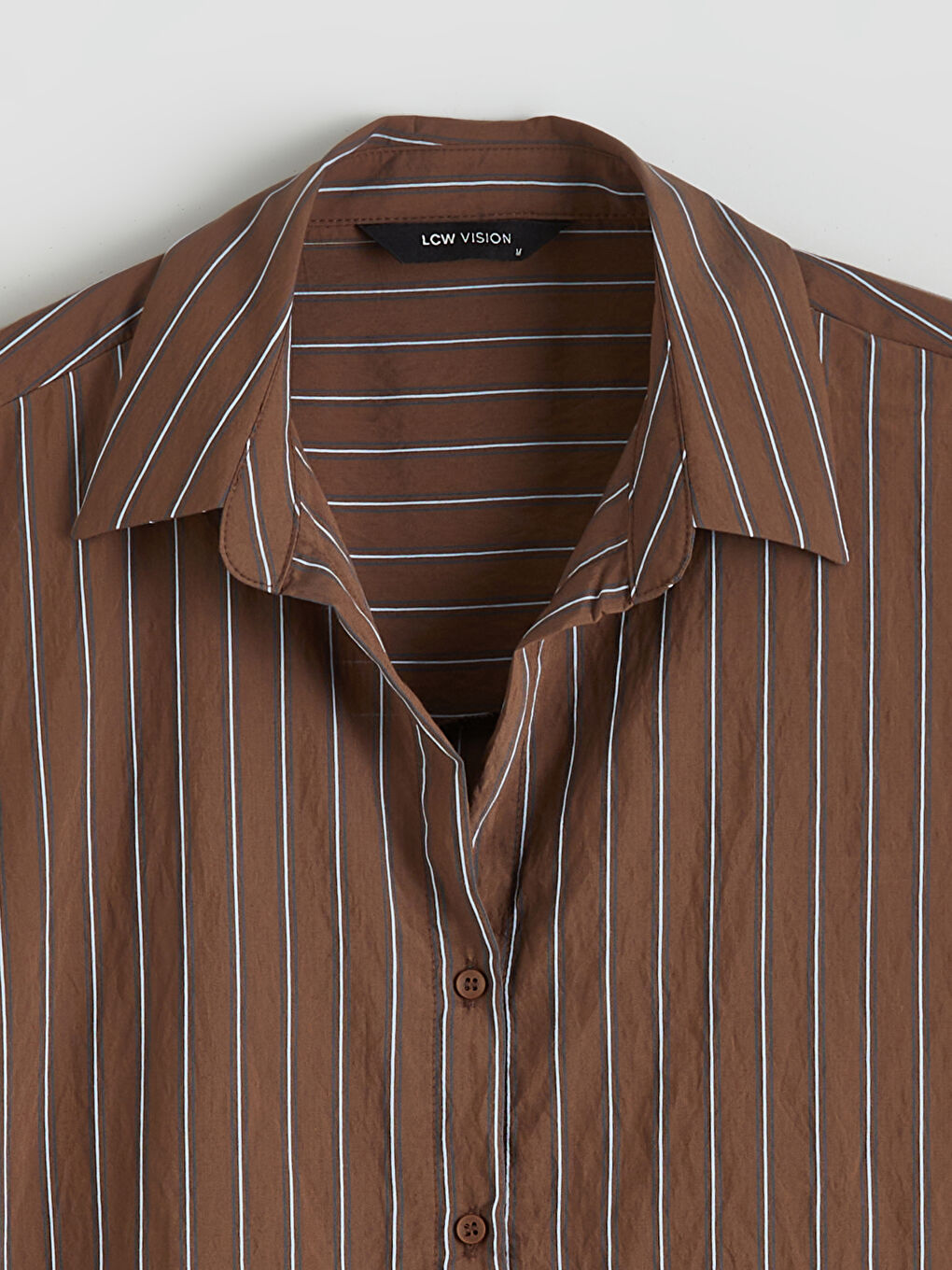 Kahverengi Çizgili Oversize Kadın Gömlek-5