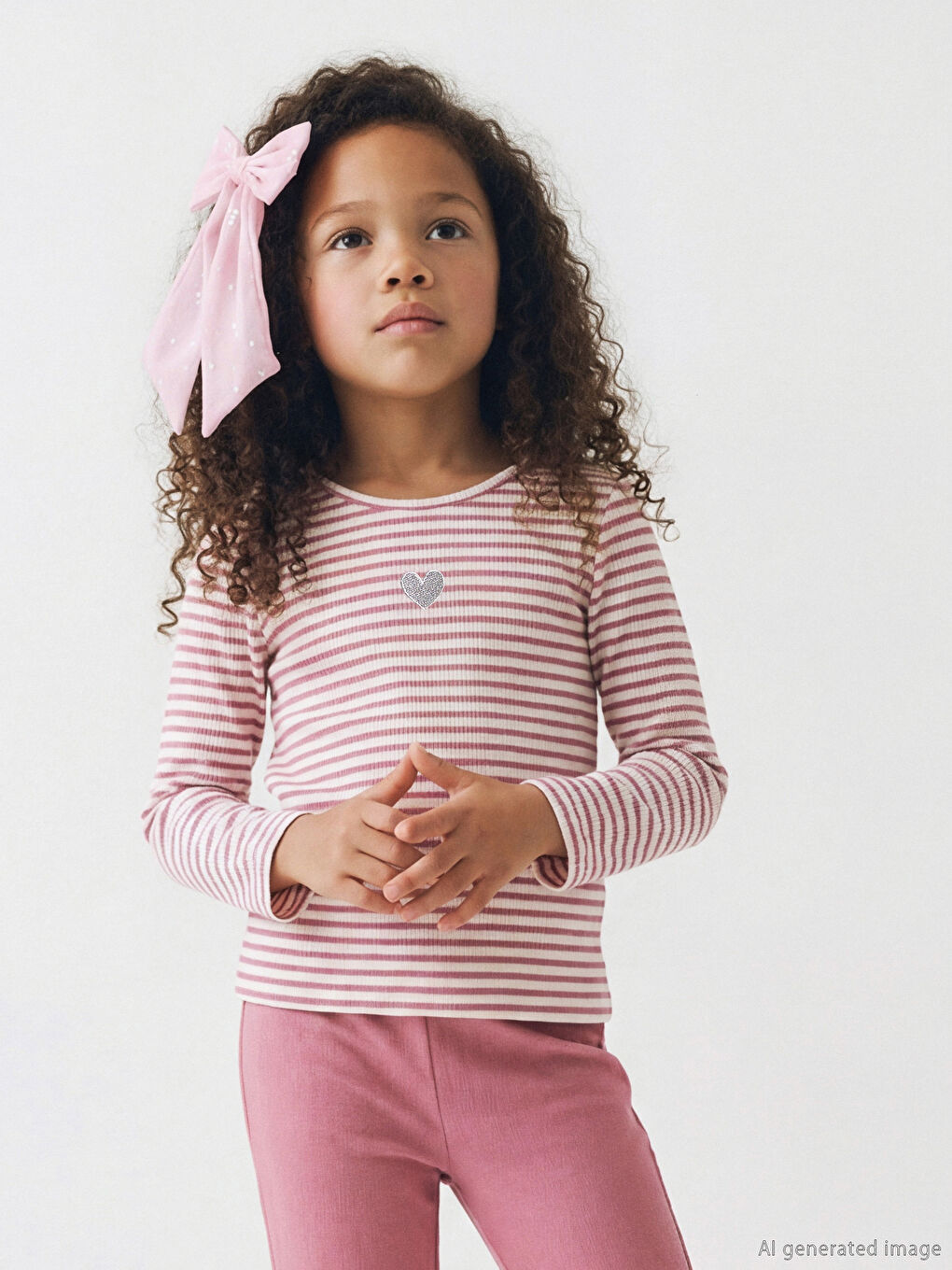 Girls' Tee with Shimmering Stripes