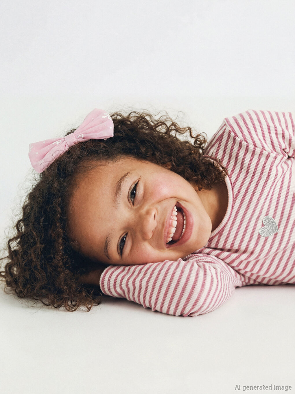 Girls' Tee with Shimmering Stripes-2