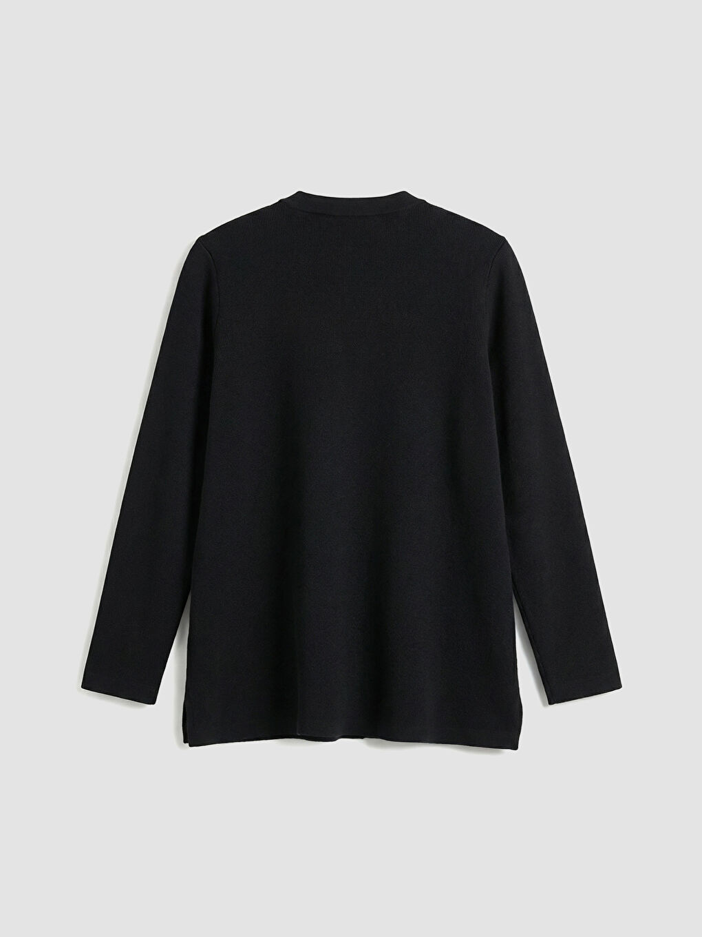 Siyah Bisiklet Yaka Kadın Triko Hırka-5