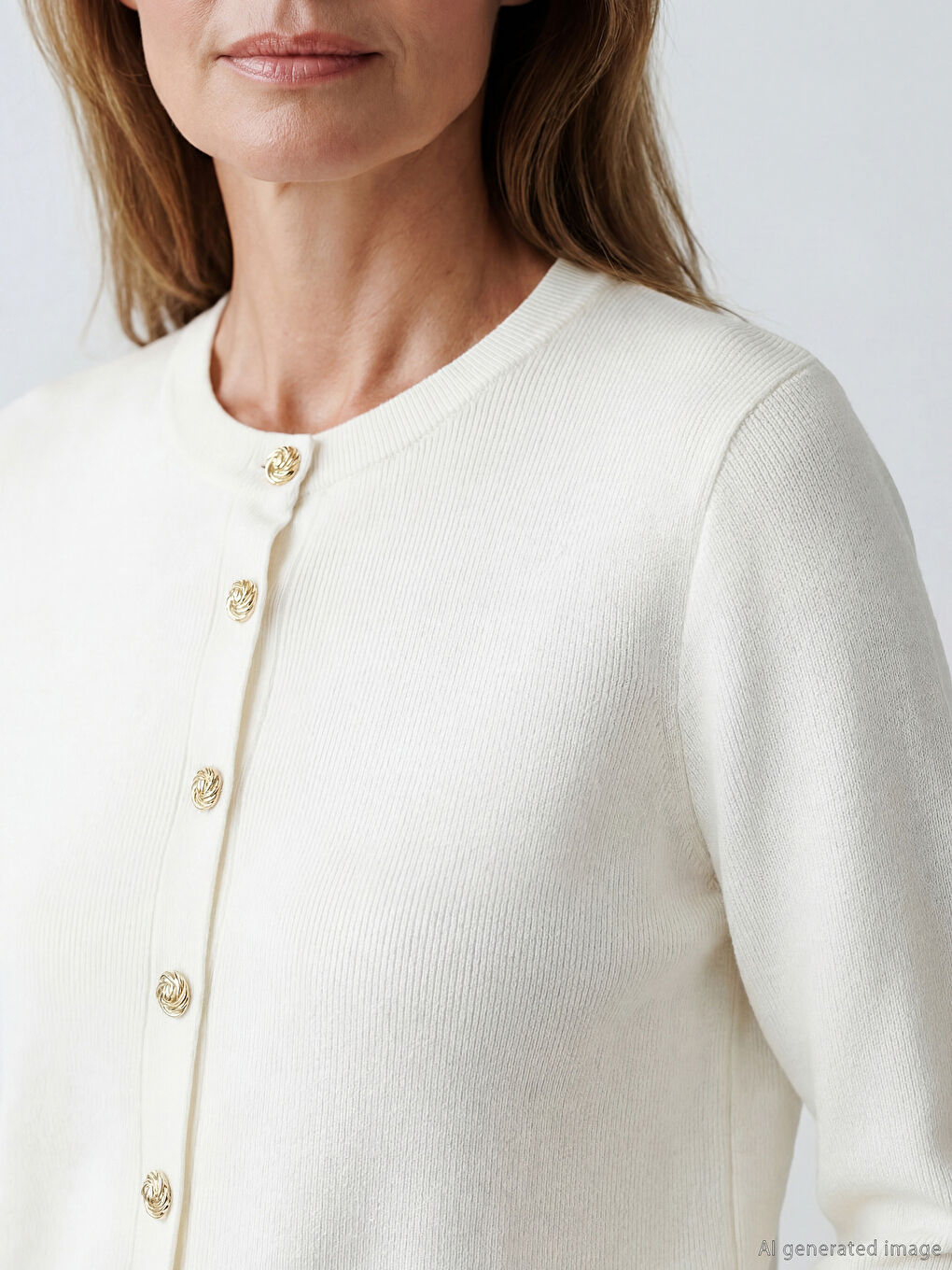 سترة من صوف نساء بكول مدور تريكو-2