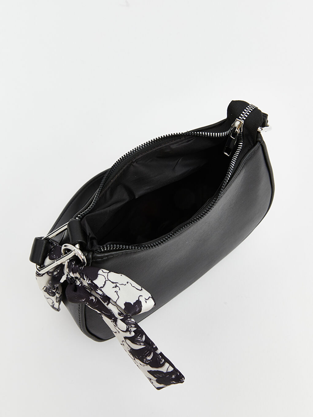 Siyah Deri Görünümlü Kadın Kol Çantası-3