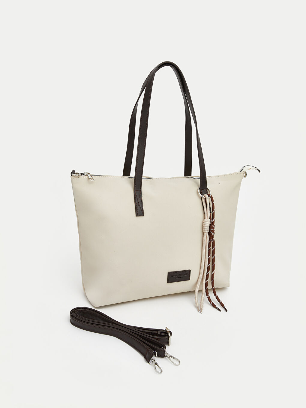 Ekru Çıkarılabilir Askılı Kadın Omuz Çantası-1