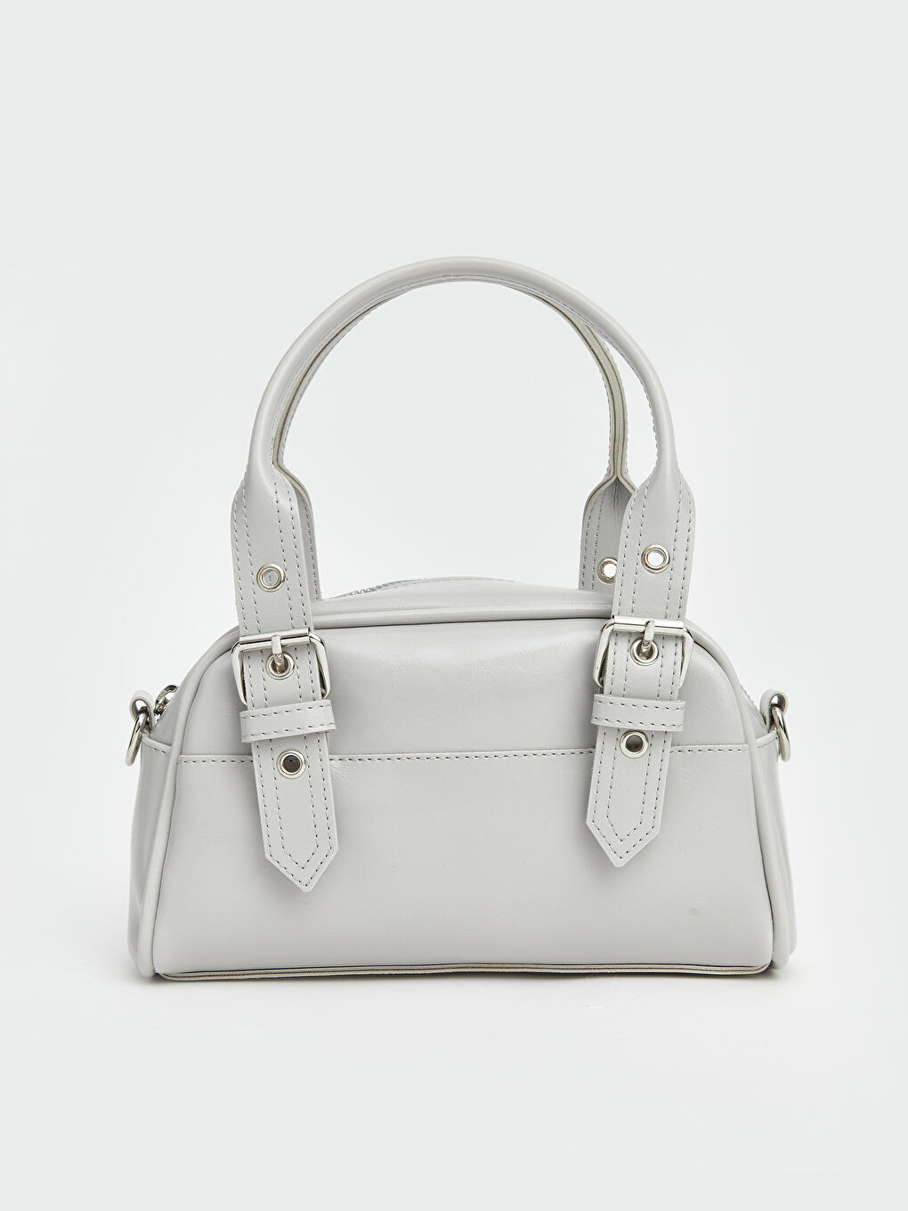 Gri Deri Görünümlü Kadın Omuz Çantası