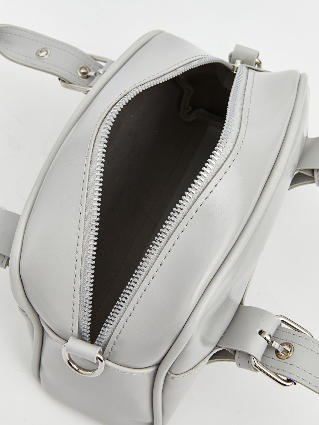 Gri Deri Görünümlü Kadın Omuz Çantası-2