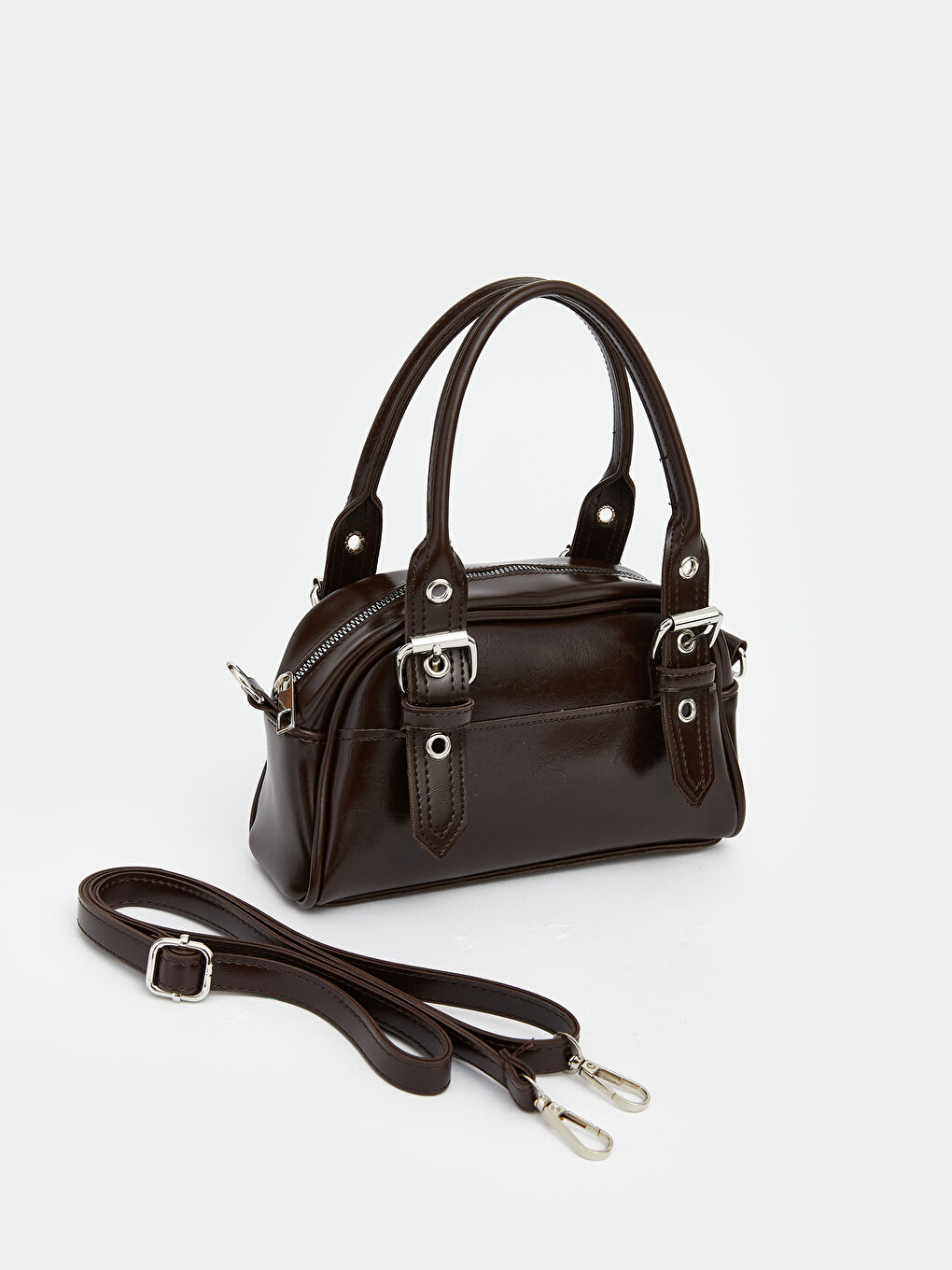 Kahverengi Deri Görünümlü Kadın Kol Çantası-1