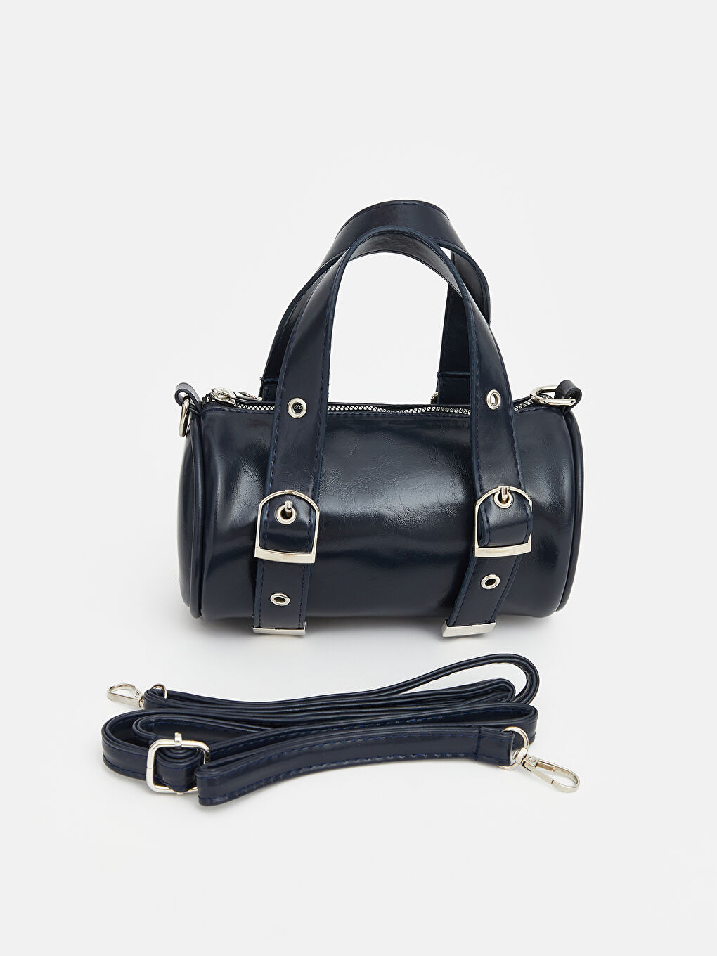 Lacivert Deri Görünümlü Kadın Omuz Çantası-1