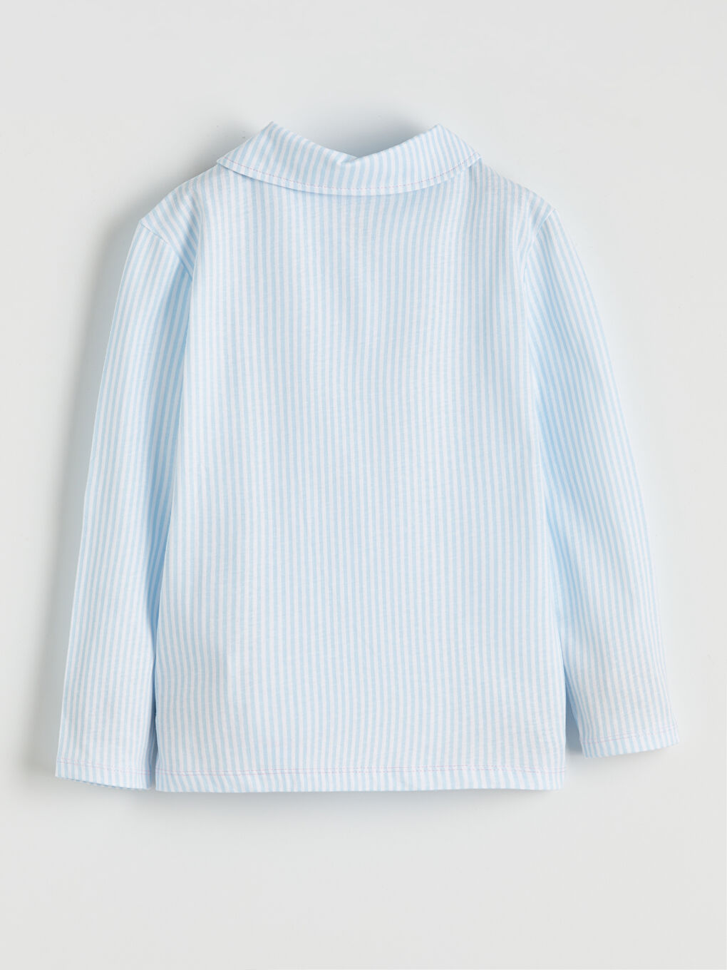 Beyaz Çizgili Gömlek Yaka Kız Çocuk Pijama Takım-2