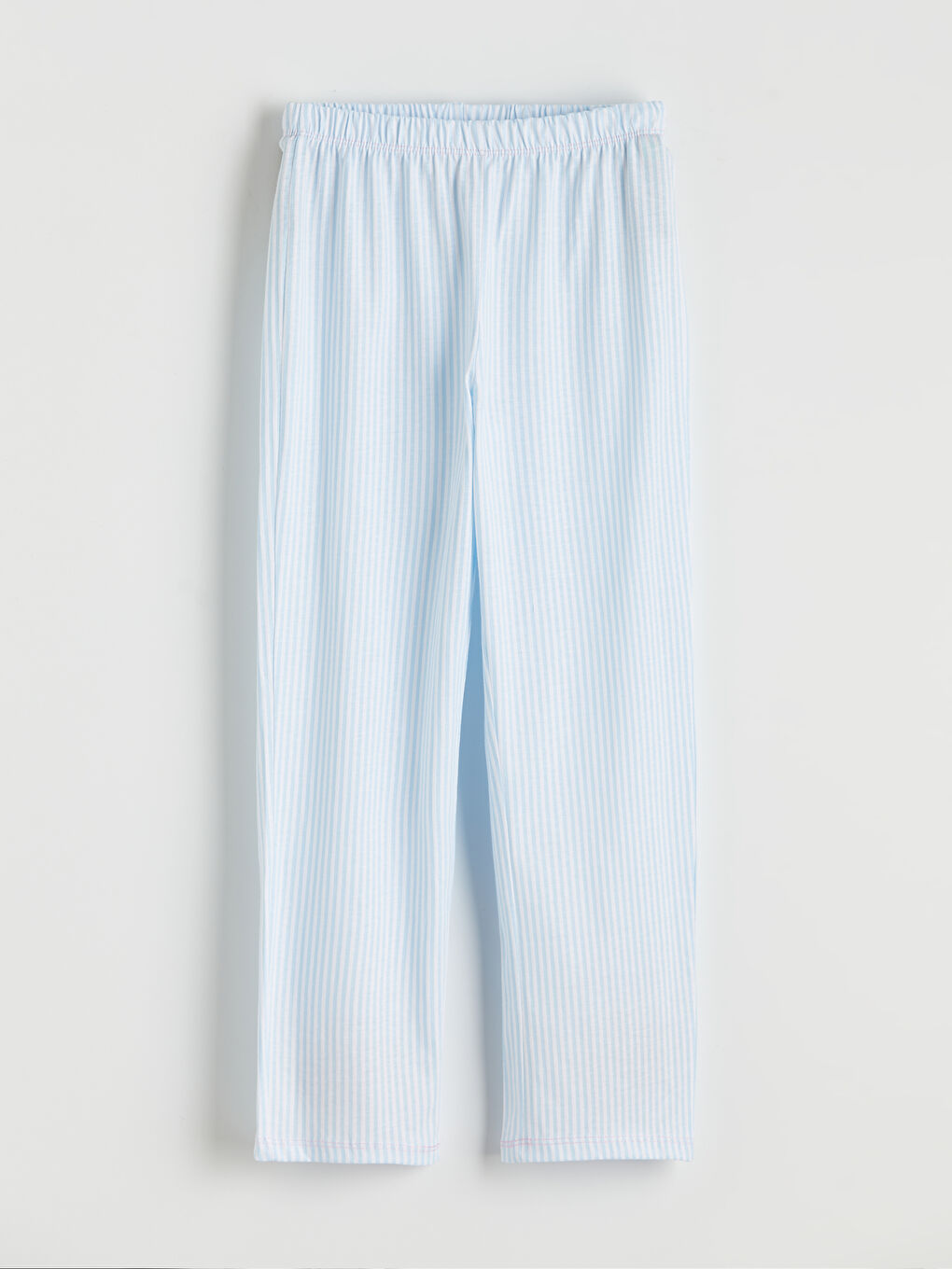 Beyaz Çizgili Gömlek Yaka Kız Çocuk Pijama Takım-3