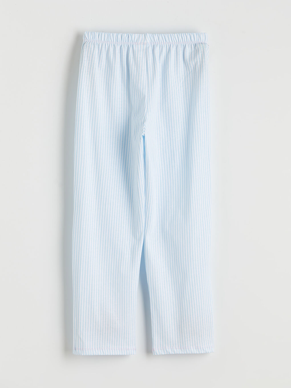 Beyaz Çizgili Gömlek Yaka Kız Çocuk Pijama Takım-4