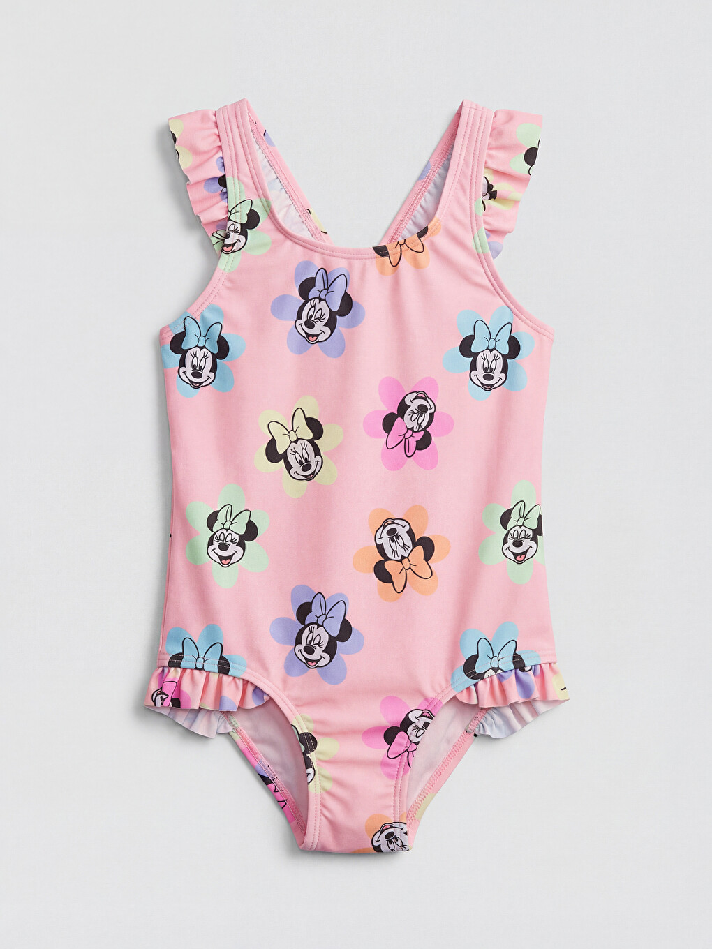 Pembe UV Korumalı Minnie Mouse Baskılı Kız Çocuk Mayo