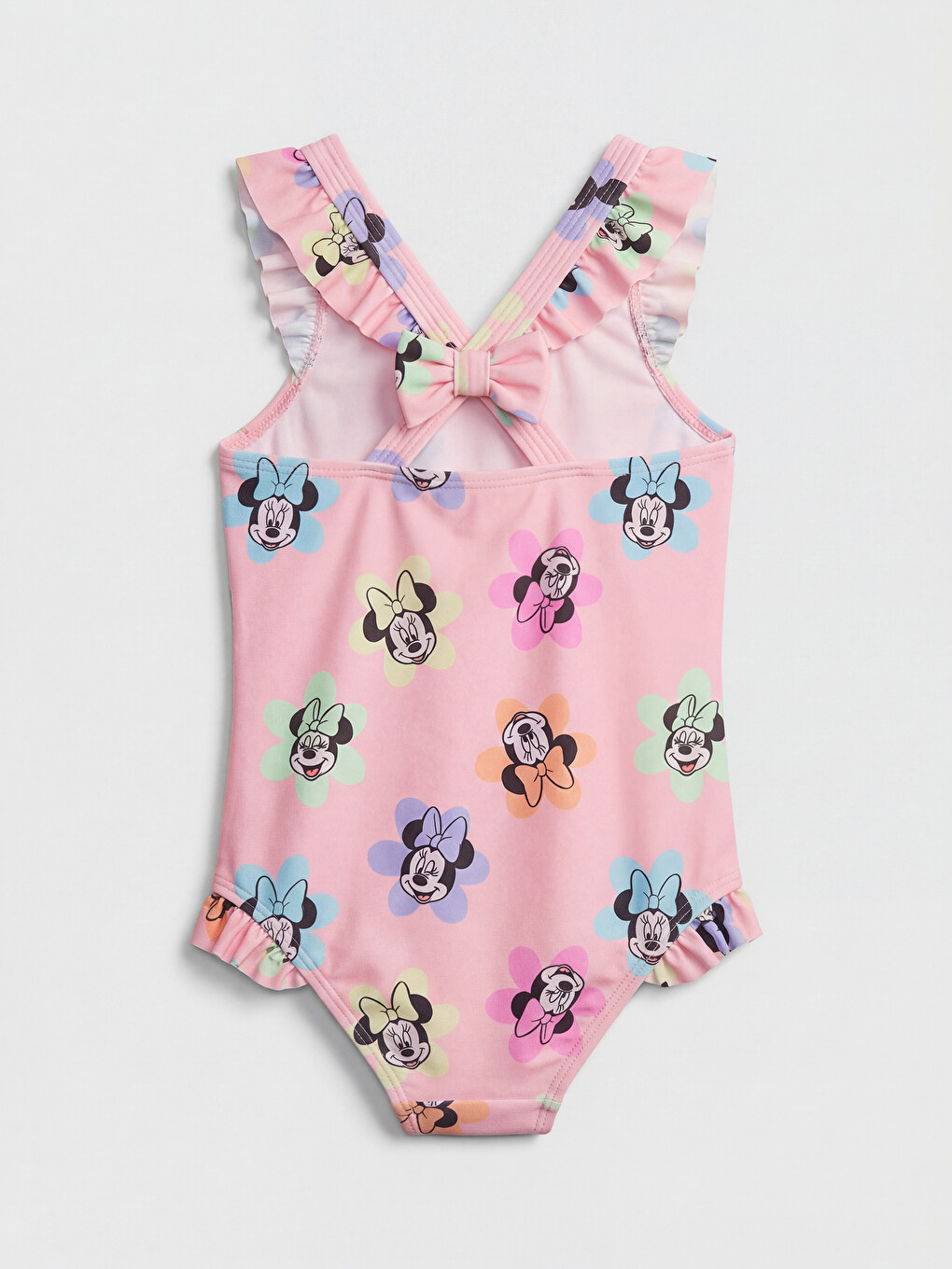Pembe UV Korumalı Minnie Mouse Baskılı Kız Çocuk Mayo-1