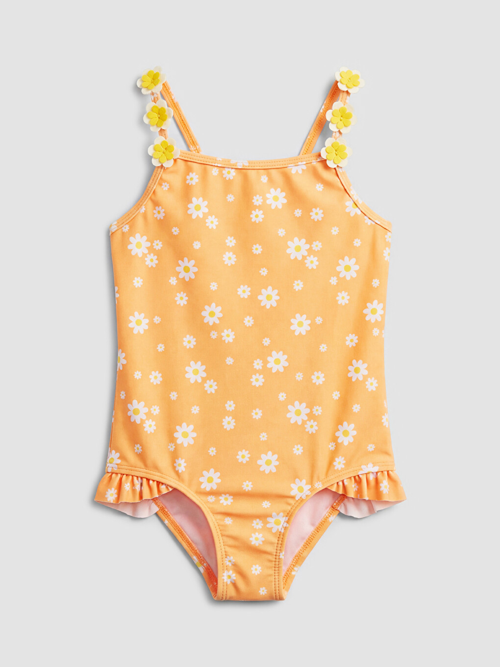 LCW baby Turuncu Uv Korumalı Çiçek Desenli Kız Çocuk Mayo