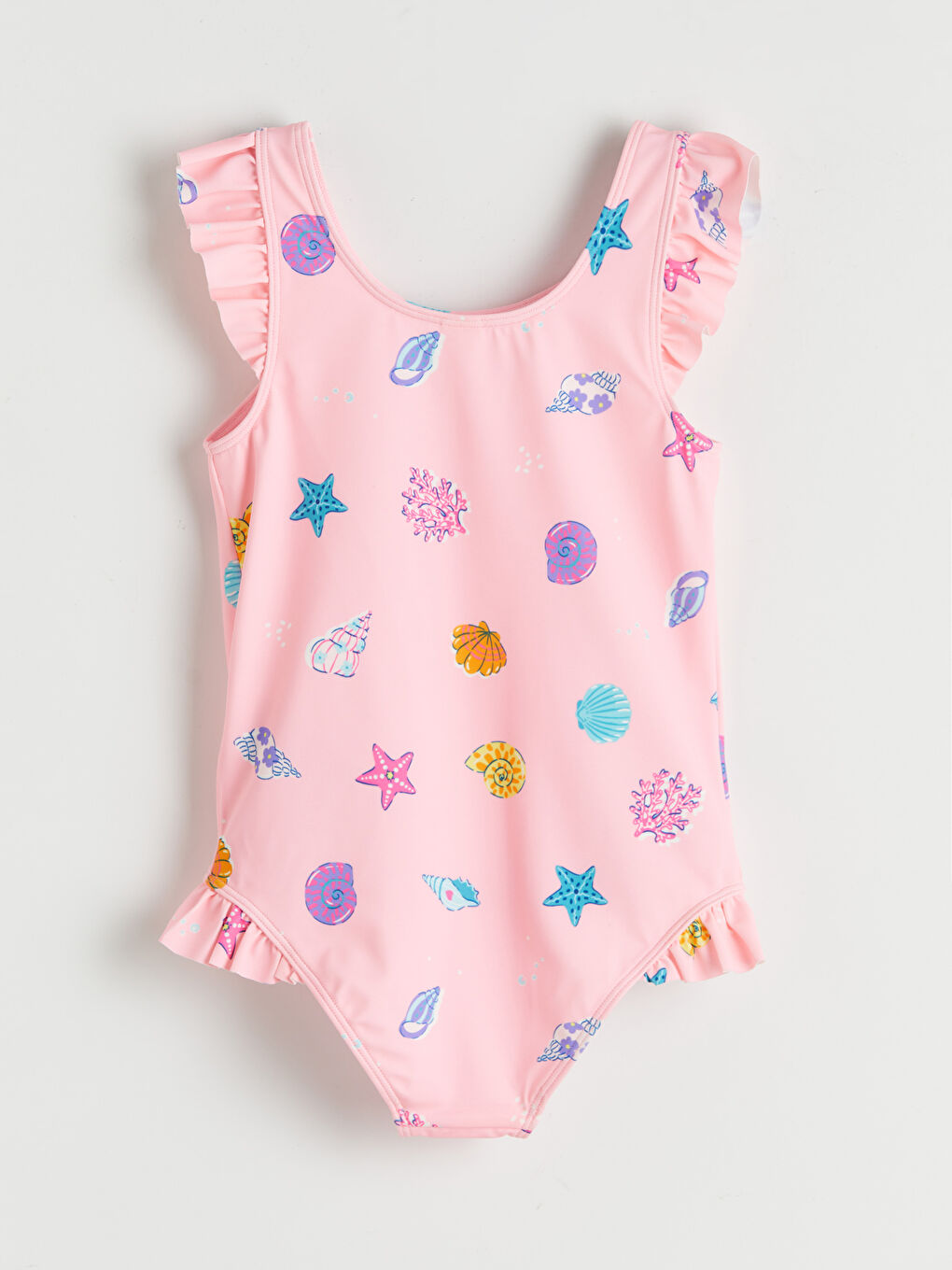 Pembe Desenli Kız Çocuk Mayo-1