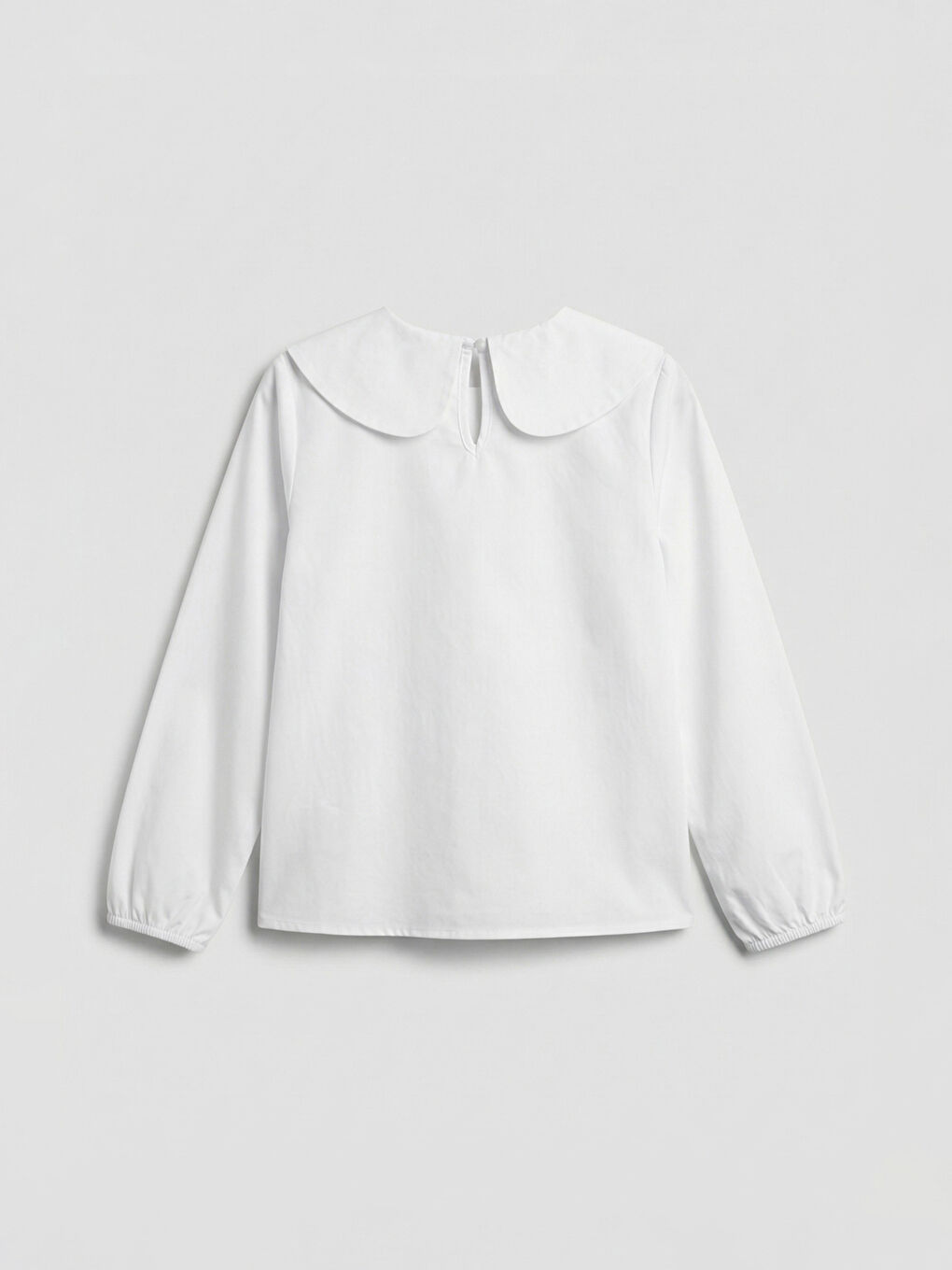 Beyaz Kalp Nakışlı Penye Kız Bebek Gömlek-1