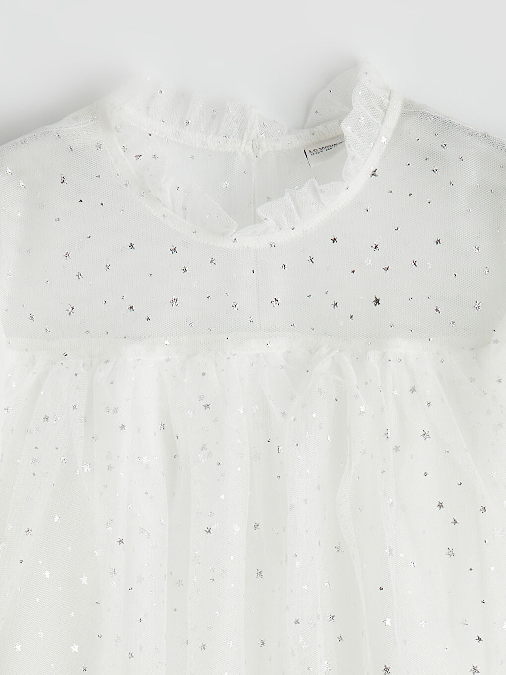 Ekru Fırfır Yaka Kız Çocuk KatKat Tütü Elbise-1