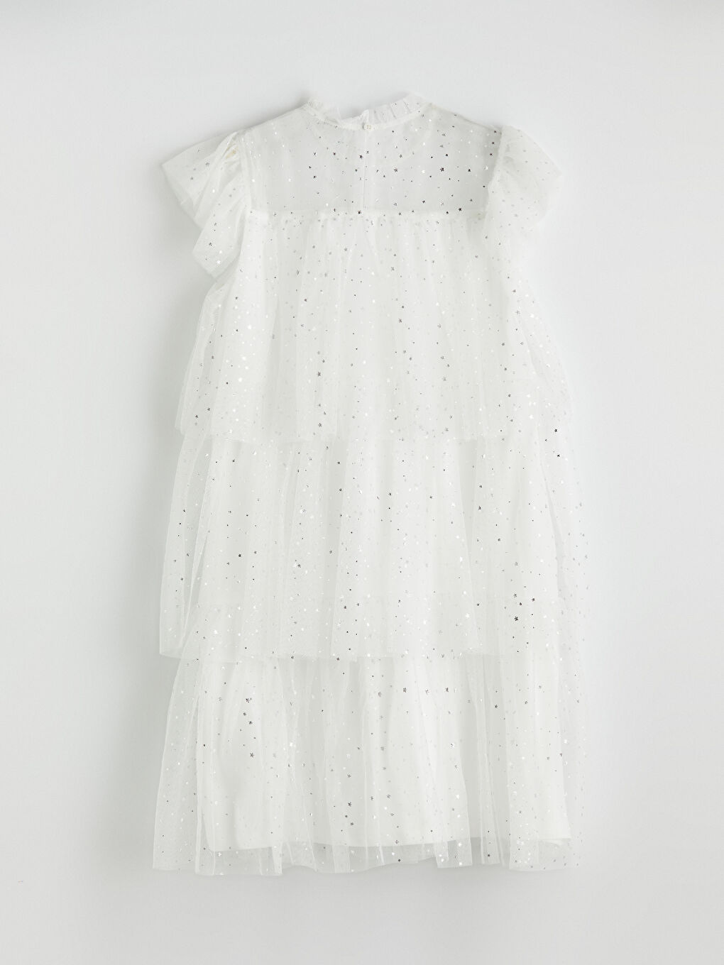 Ekru Fırfır Yaka Kız Çocuk KatKat Tütü Elbise-2