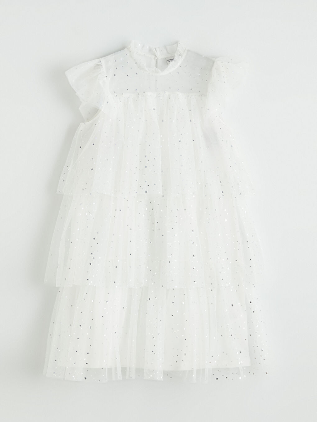 Ekru Fırfır Yaka Kız Çocuk Kat Kat Tütü Elbise