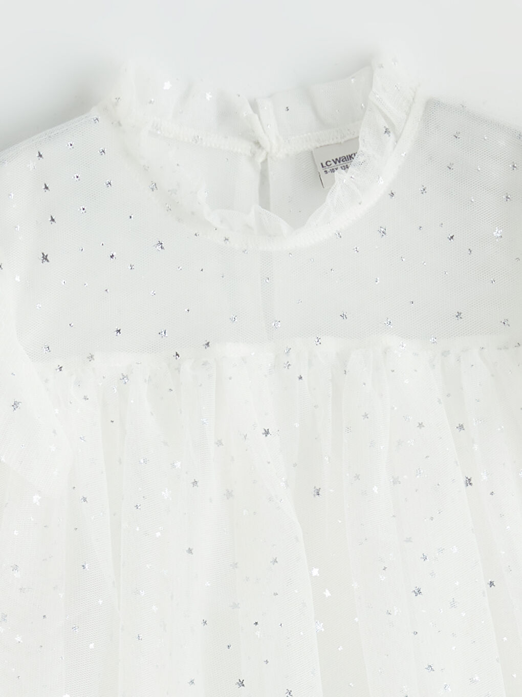 Ekru Fırfır Yaka Kız Çocuk Kat Kat Tütü Elbise-1